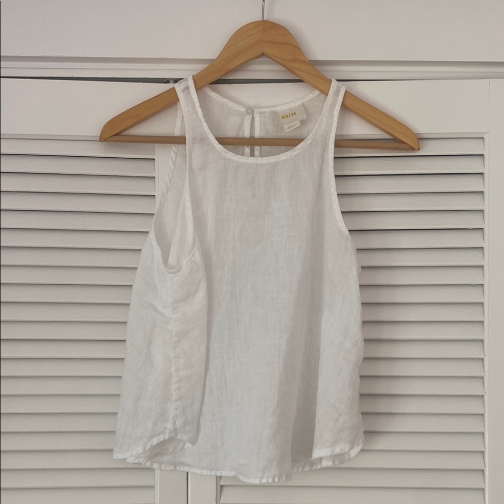 White Anthropologie Maeve Linen Top Size Small
